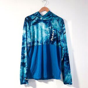 Habit Men's UPF 40+ Habit Waves Long Sleeve Hooded Fishing Shirt Sz L Mossy Oak
